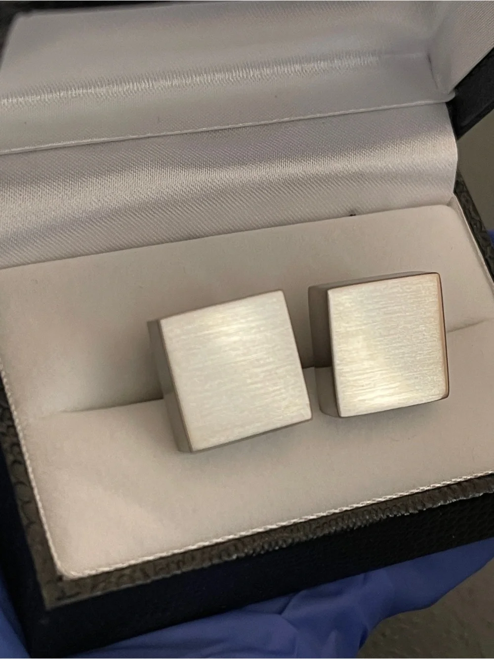 7 Pairs Square Metal Cufflinks - Brushed Finish Brand New